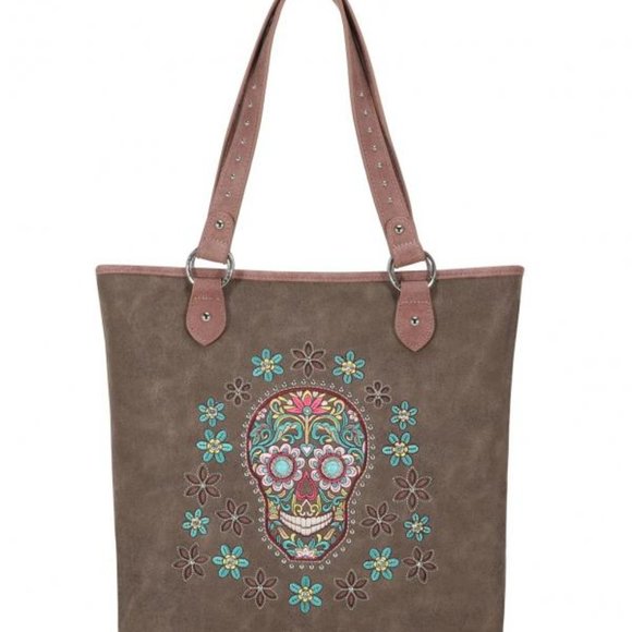 Montana West Sugar Skull Collection Concealed Carry Tote Bag - Picture 6 of 7